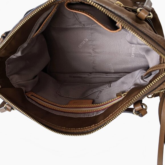 MZ Wallace Brown Nylon & Leather Trimmed Satchel Shoulder Bag With Pouch - Picture 9 of 16